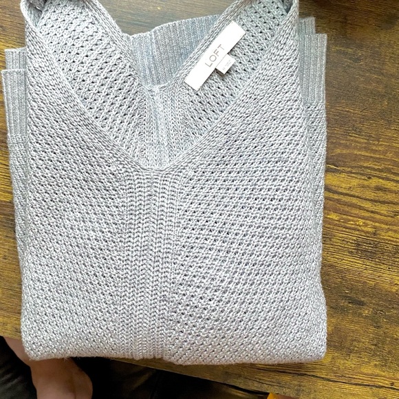 LOFT Ribbed V-Neck Tunic Sweater - Picture 5 of 8